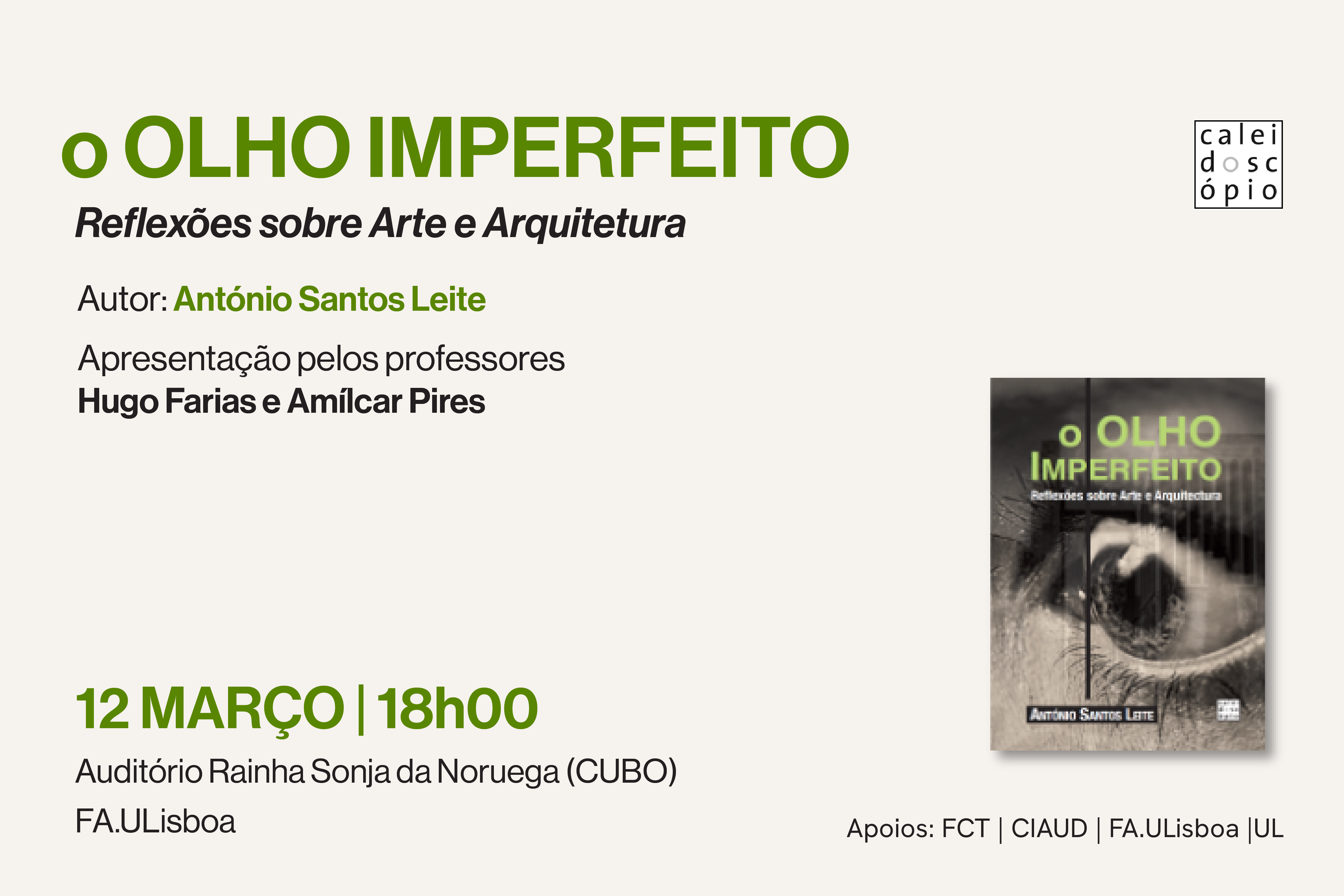 Lançamento de livro  “O Olho Imperfeito; reflexões sobre Arte e Arquitectura”