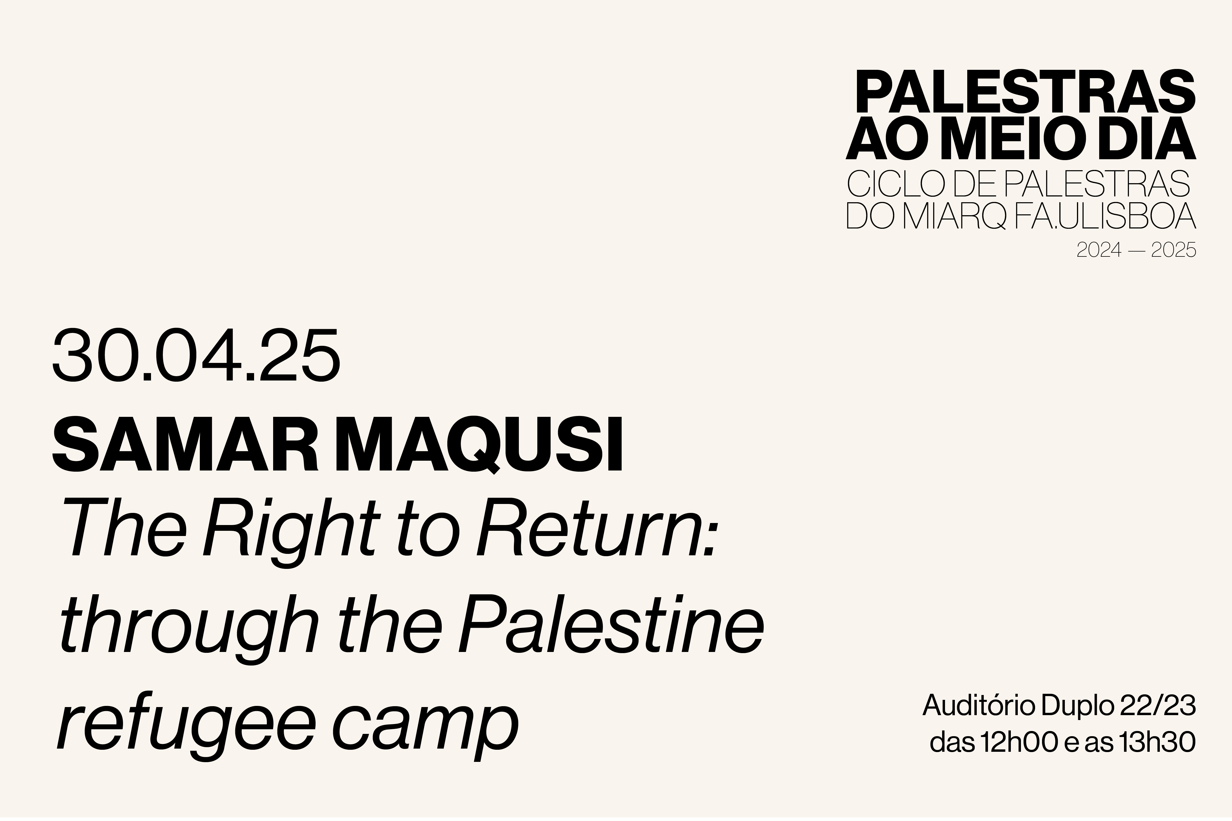 Samar Maqusi  é a nova convidada do Ciclo de Palestras ao Meio-Dia na FA.ULisboa