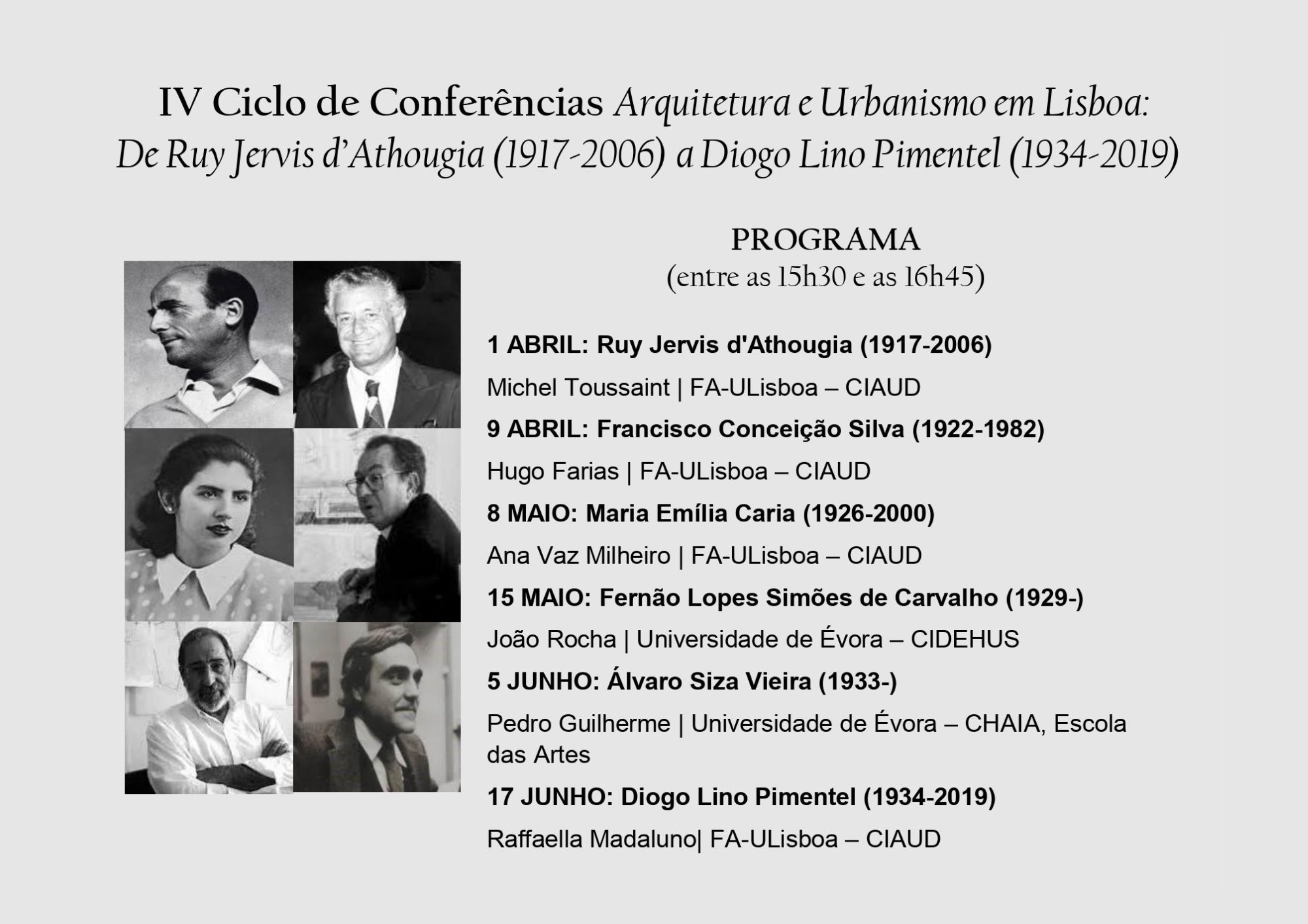 IV Ciclo de Conferências Arquitetura e Urbanismo em Lisboa: De Ruy Jervis d’Athougia a Diogo Lino Pimentel