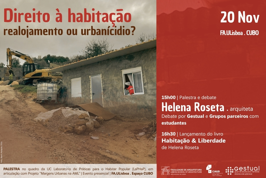 Palestra “Direito à Habitação: Realojamento ou Urbanicídio?” com a arquiteta Helena Roseta