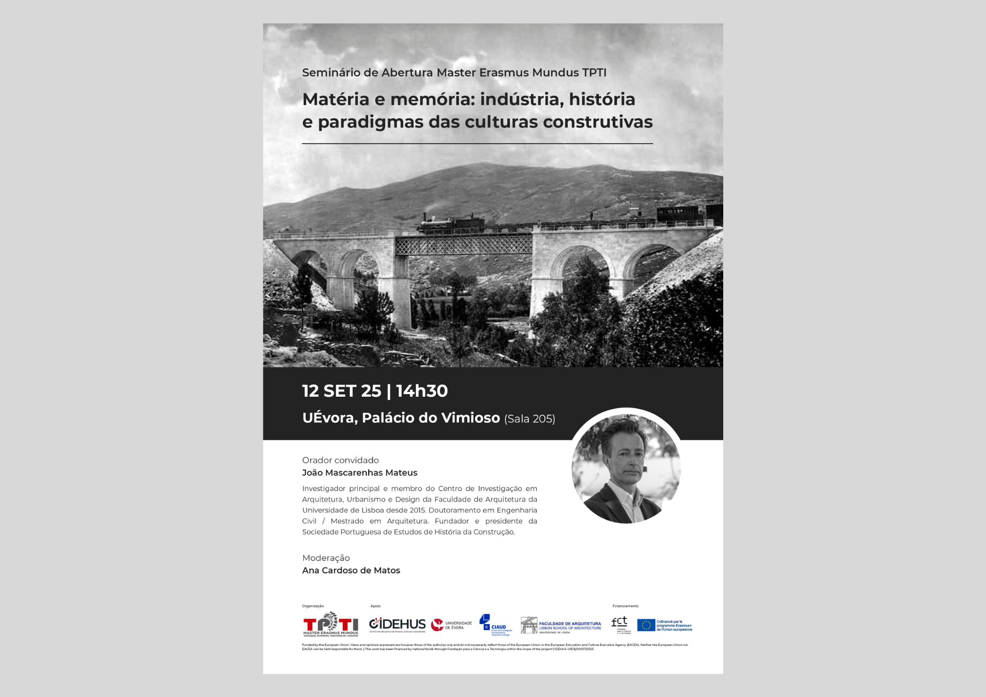 Professor João Mascarenhas Mateus apresenta seminário na Universidade de Évora