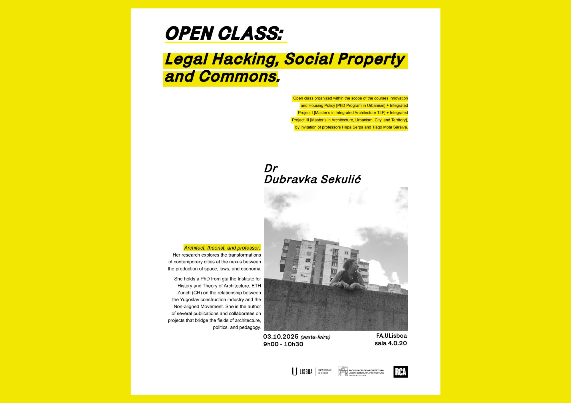 Aula Aberta com Dubravka Sekulić